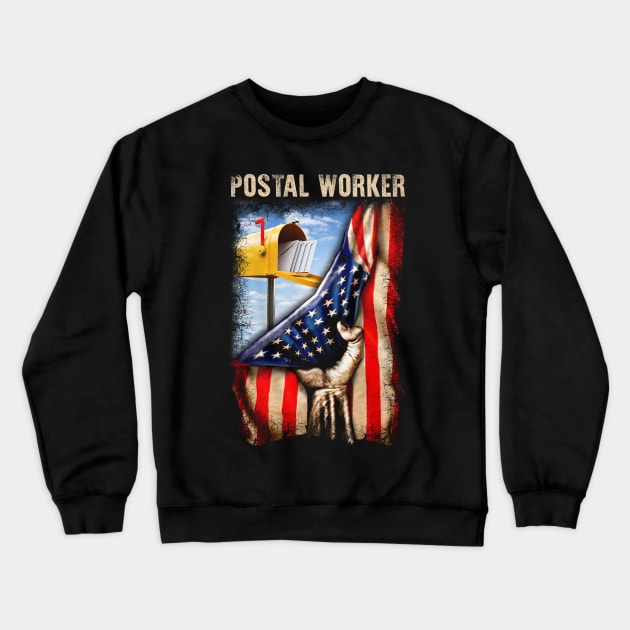 Postal Worker Flag Crewneck Sweatshirt by janayeanderson48214